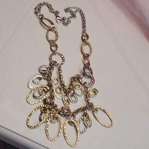 Chicos Statement Necklace Layered Chain Link Mixed Tone 20"